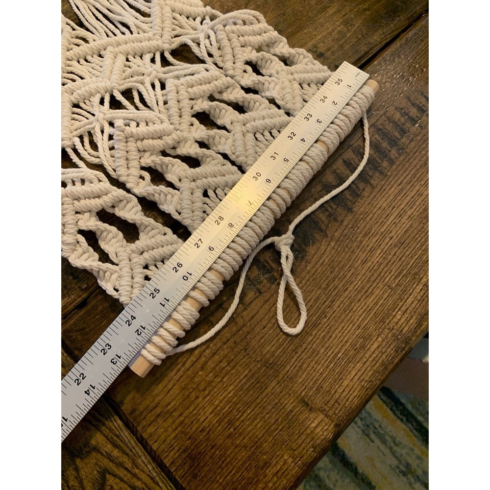 Macrame Woven Wall Hanging 28" Boho Home Chic Bohemian Geometric Art - Picture 7 of 8